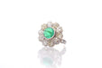 Ring 51 Ring Yellow gold Platinum Emerald cabochon Diamonds 58 Facettes 24464-25440