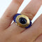 Bague Bague Or jaune Résine Pierre bleue 58 Facettes