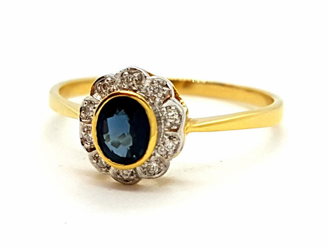 Bague 56 Bague Or jaune Saphir 58 Facettes 06321CD