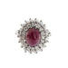 Ring 60 Ruby and diamond daisy style ring 58 Facettes 27889