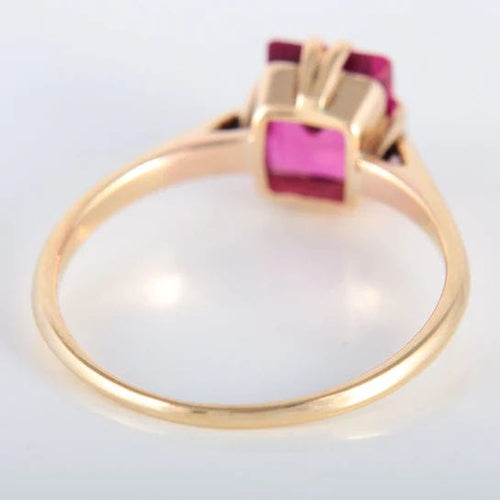 Bague Bague or jaune rubis synthétique rectangle 58 Facettes