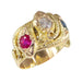 Ring 57 Ring with ruby ​​diamond and sapphire 58 Facettes 22152-0306