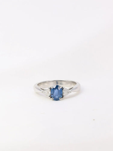 Bague 54 Bague trilogie saphir ovale diamants troïdia 58 Facettes J6
