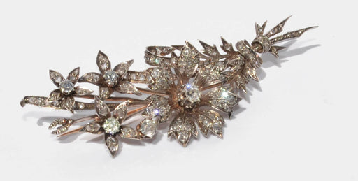Broche Broche fleur trembleuse en diamant taille ancienne 58 Facettes