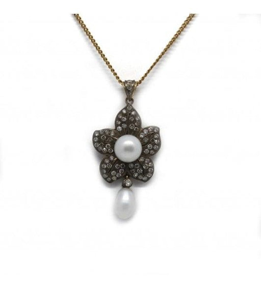 Collier 4,5 cm / Jaune / Or 585 Pendentif - Or, Diamants Et Perles 58 Facettes 180027R