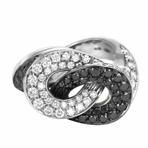 Bague 53 Bague Or Gris, Diamants Blancs et Noirs 58 Facettes 61E00437