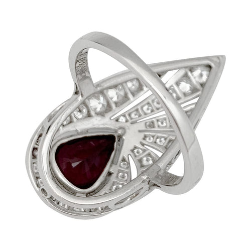 Bague 56 Bague platine, diamants, rubis de synthèse. 58 Facettes 31866