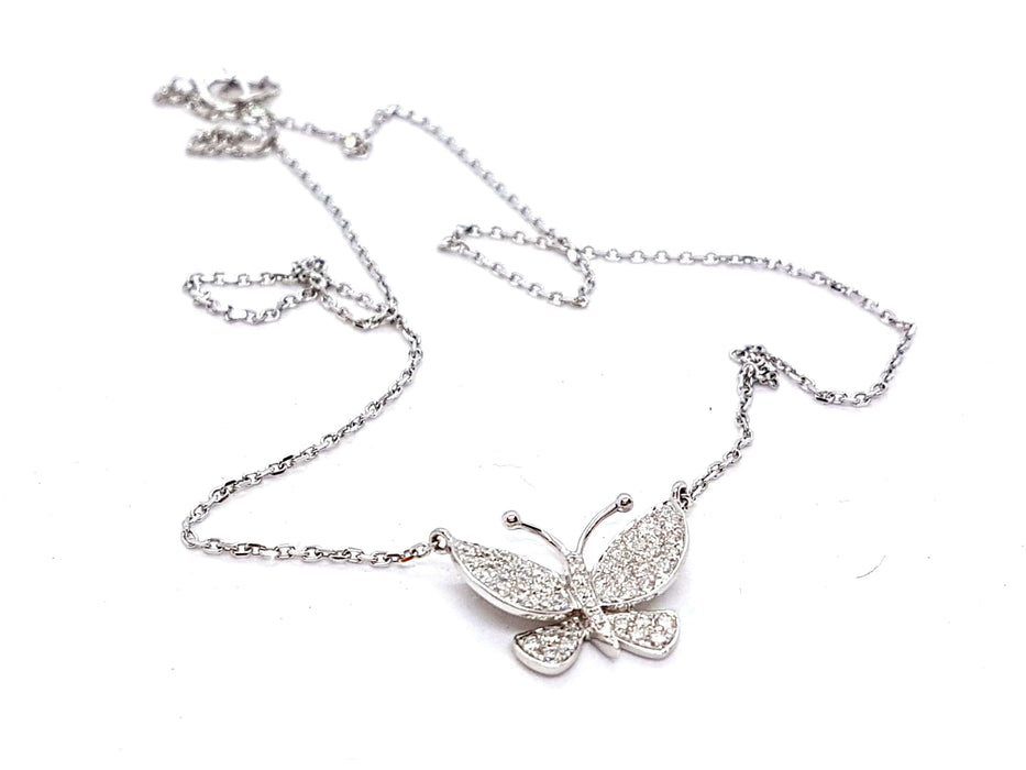 Collier Collier Papillon Or blanc Diamant 58 Facettes 06136CD