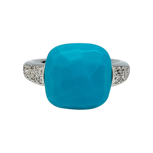 Bague 53 Bague Pomellato, "Capri", or blanc, turquoise et diamants. 58 Facettes 30962
