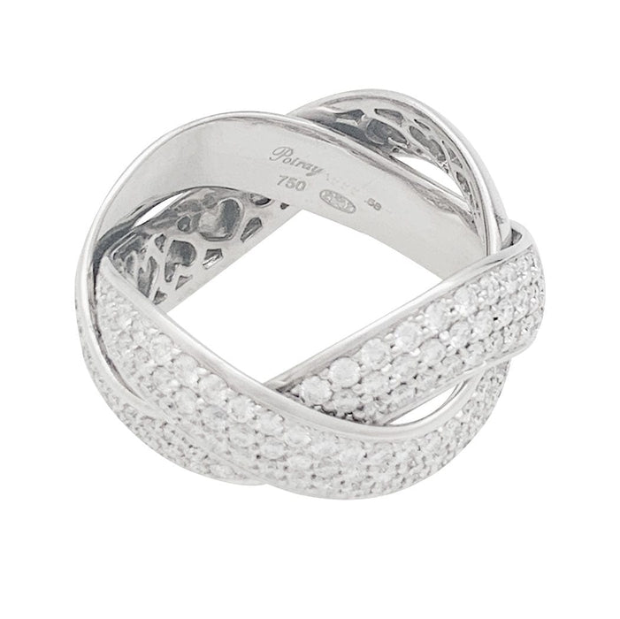 Bague 58 Bague Poiray, "Tresse", or blanc et diamants. 58 Facettes 31069