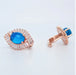 Earrings Pink vermeil earrings, blue opals and natural white stones 58 Facettes BOU0024