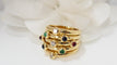 Bague 53.5 Multi Anneaux En Or Jaune Cabochons Rubis, Saphirs Et émeraudes 58 Facettes 32034