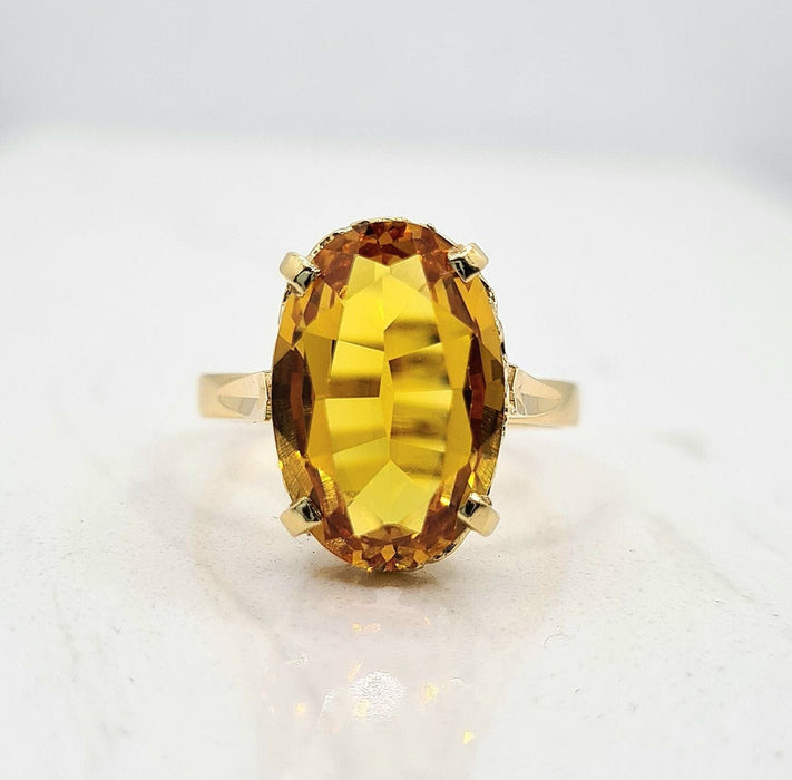 Bague 57 Bague Or jaune Saphir orange 58 Facettes 455