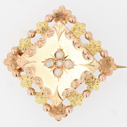 Broche Broche de col ancienne or rose or vert perle fine 58 Facettes 01-056