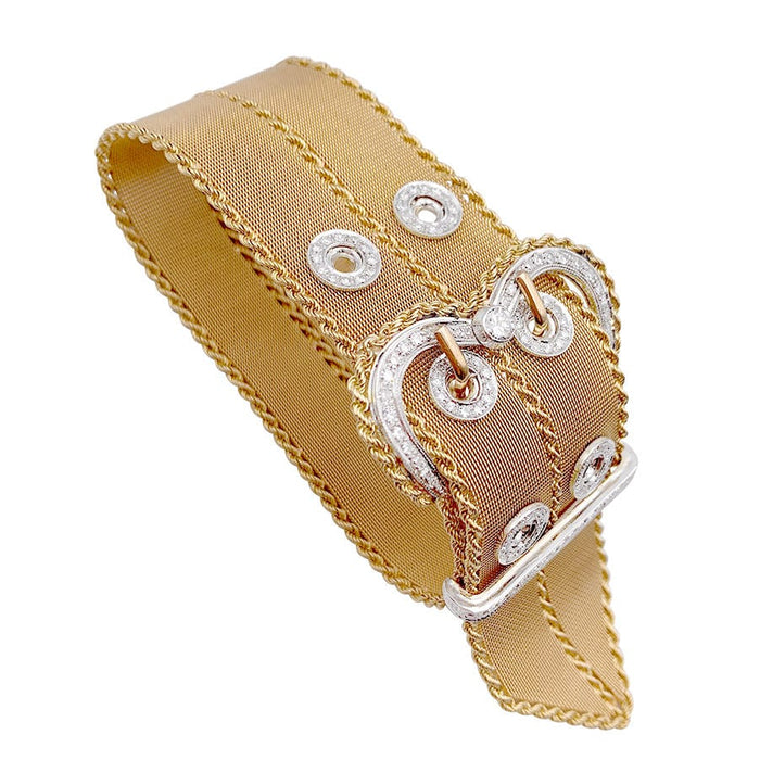 Bracelet Bracelet vintage "Ceinture", or rose et diamants. 58 Facettes 32557