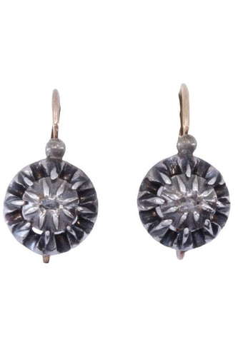 Boucles d'oreilles DORMEUSES ANCIENNES OR JAUNE ARGENT DIAMANTS 58 Facettes 078391