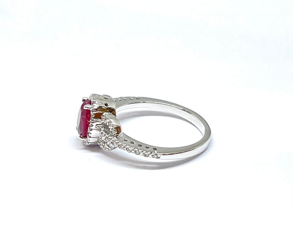 Bague Bague femme or blanc diamants et rubis 58 Facettes