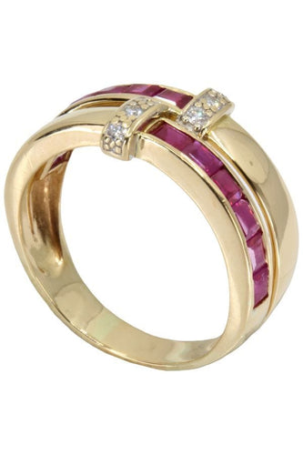 Bague BAGUE MODERNE RUBIS ET DIAMANTS 58 Facettes 048891