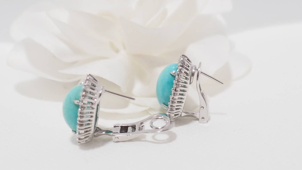 Boucles d'oreilles Boucles d'oreilles Turquoise Diamants 58 Facettes 32269