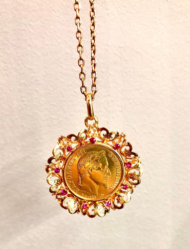 Pendentif Ravissant pendentif or jaune pièce Napoléon III 10 francs 58 Facettes