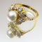 Bague 55 Vintage 14 karat Gold Cluster Ring, Pearl and old European cut Diamonds 58 Facettes