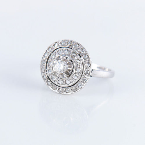 Bague 50 Bague Rosace diamants, époque Art Déco 58 Facettes