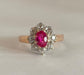 Ring 54 Antique Marguerite Ring Pink Sapphire Diamonds 58 Facettes
