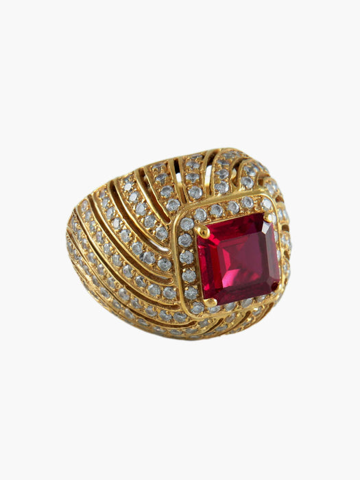 Bague Bague Dôme Rouge 58 Facettes