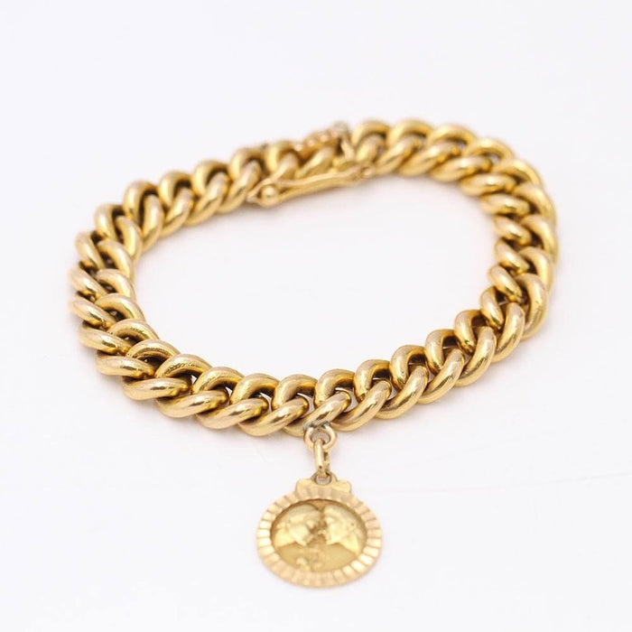 Bracelet Bracelet barbu massif pendentif Or jaune 58 Facettes E360422