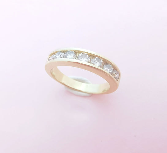 Bague 54 Demi Alliance Diamants 0,70 carat Or Jaune 58 Facettes AA 1612