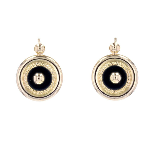 Boucles d'oreilles Boucles d'oreilles anciennes rondes onyx et perles d'or 58 Facettes 22-399A