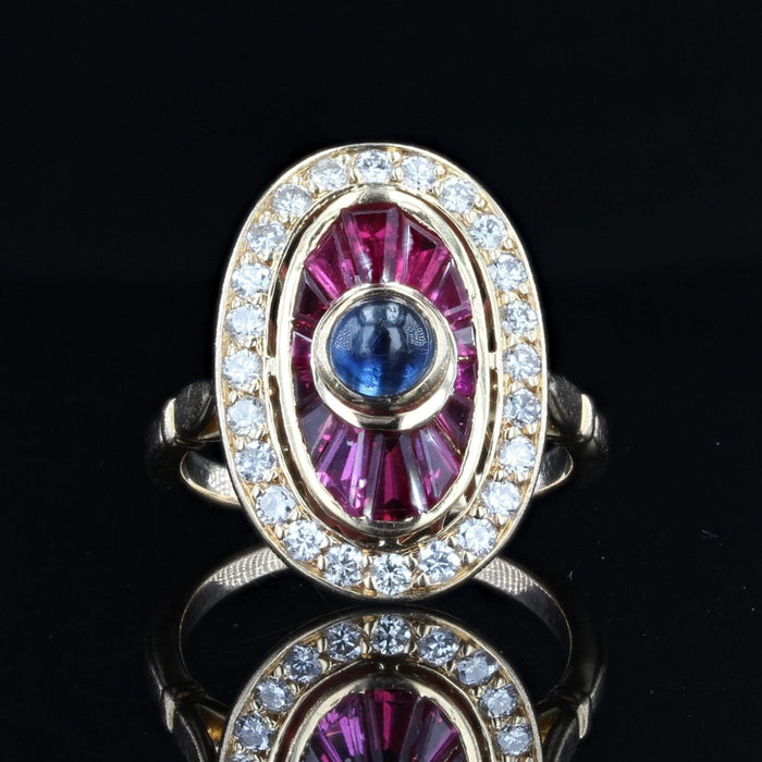 Bague 54 Bague rubis saphirs diamants style art déco 58 Facettes 22-119