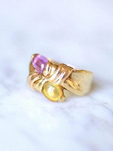 Bague Bague vintage Toi & Moi, tourmaline rose et citrine 58 Facettes