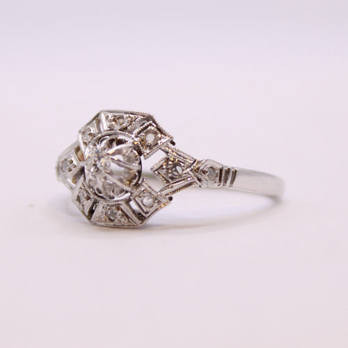 Bague Bague Art-déco Diamants et or blanc 58 Facettes