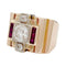 Bague 51 Bague Tank en or rose, platine, diamants et rubis. 58 Facettes 32052