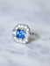 Ring Art Deco engagement ring sapphire, diamonds, platinum 58 Facettes