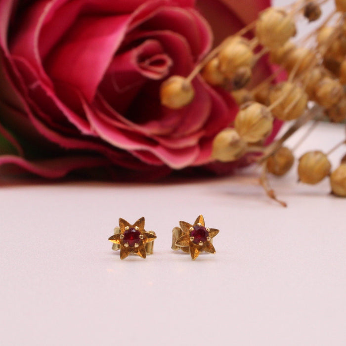 Boucles d'oreilles Boucles d’oreilles étoile Or jaune Rubis 58 Facettes