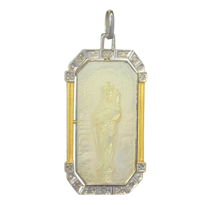 Pendentif Médaille Art Déco Diamants Vierge Marie et l'enfant Jésus 58 Facettes 23191-0435