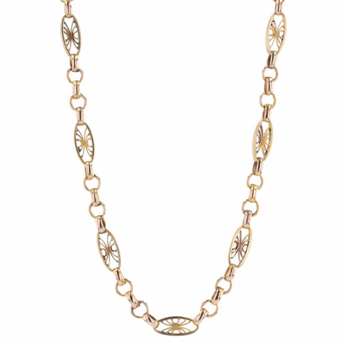 Collier Chaine ancienne de montre en or rose 58 Facettes 21-787
