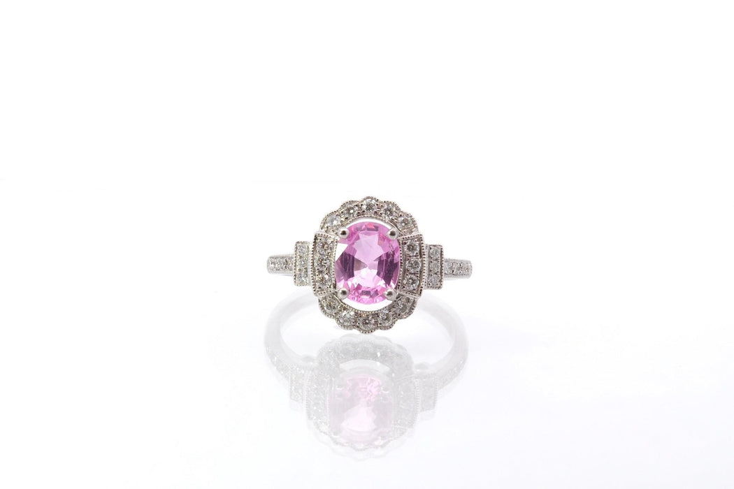 Bague 52 Bague Or blanc Saphir rose Diamants 58 Facettes 25566