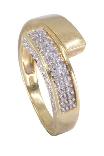 Bague 58 Bague Or jaune pavage diamants 58 Facettes 080391