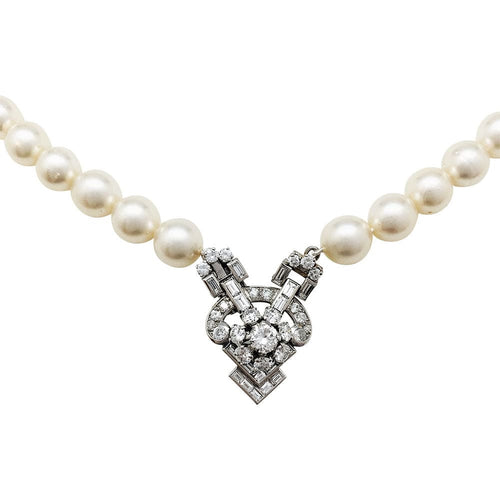 Collier Collier perles, or blanc et diamants. 58 Facettes 30937