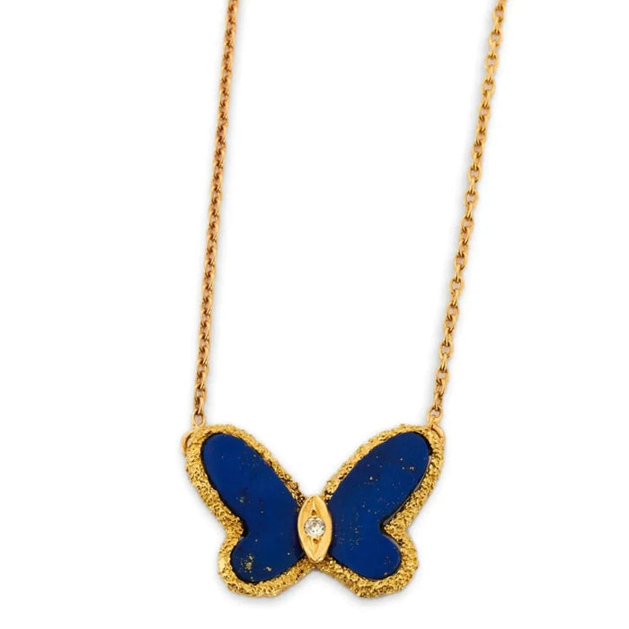 Collier VAN CLEEF & ARPELS Pendentif papillon en lapis-lazuli. 58 Facettes