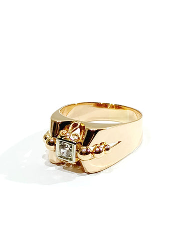 Bague 56 Bague Tank Or rose Saphir Blanc 58 Facettes