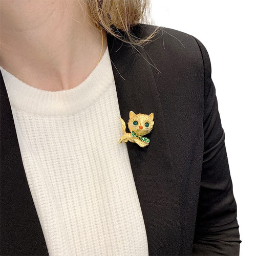 Collier Clip vintage, "Chat". 58 Facettes 32383