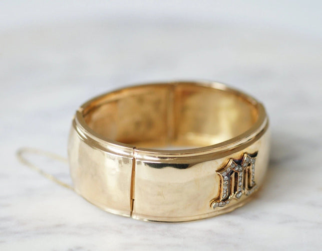 Bracelet Bracelet jonc manchette, lettre M diamants 58 Facettes