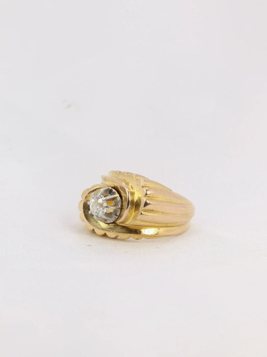 Bague 49 Bague tank Or jaune Platine Diamant 58 Facettes J194