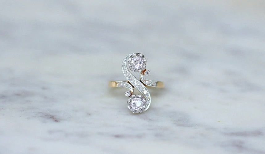 Bague 52 Bague Toi et Moi diamants Belle Epoque 58 Facettes