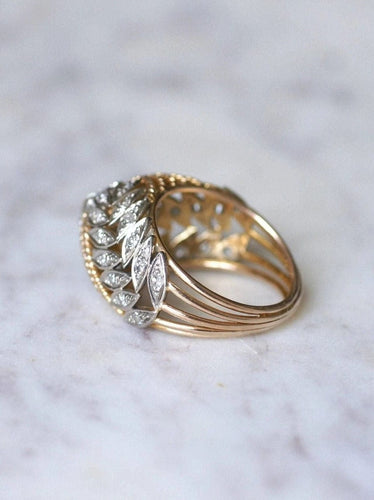 Bague Dôme vintage palmes diamants 58 Facettes
