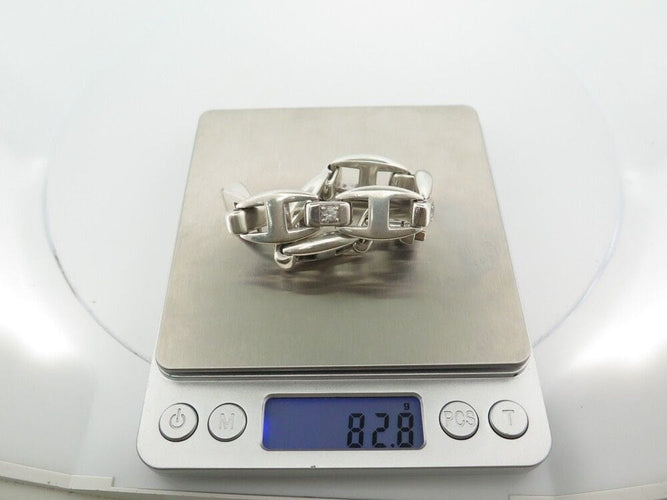 Bracelet vintage bracelet HERMES cassiopee 19 cm argent 925 & saphir blanc 58 Facettes 253329